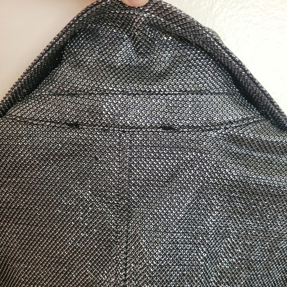 Forever 21 Silver Shimmer Black Biker Jacket Size Large - Picture 7 of 10